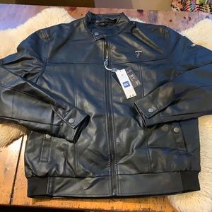 BV Black Biker Jacket in Faux Leather